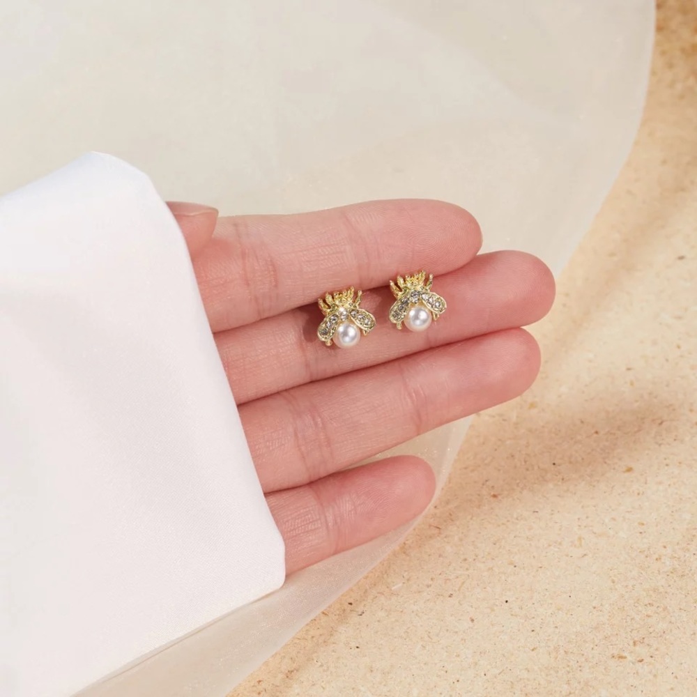 🐝 Bee Earrings Bee Earrings Bee Earrings Bee Earrings Bee Pearl stud Earrings - Picture 4 of 8